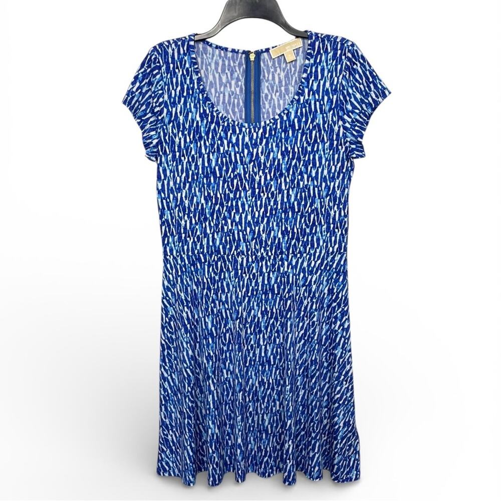 Michael Kors Blue and White fit and flare dress Medium